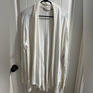Athleta Cream Ribbed Cardigan